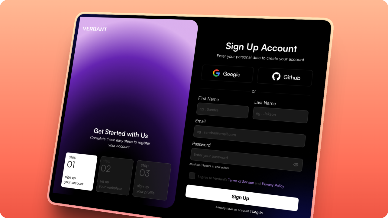 Sign Up screen